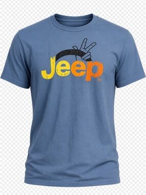 Jeep Blue Short Sleeve Tee with Yellow-Orange Logo (L)